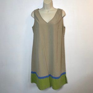 Soft Surroundings Tan Dress with Blue and Green Accents